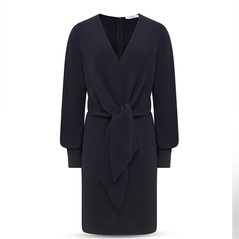 NWT Reiss Diana Tie-Front Dress in Navy Size 12